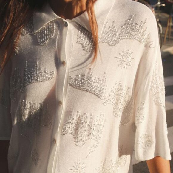 Zara Beaded Sweater Shirt - MEDIUM - Picture 2 of 7